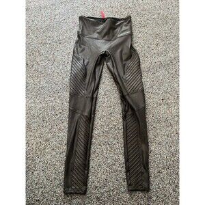 spanx moto Faux Leather Trendy leggings medium In Gray. Skinny Leg
